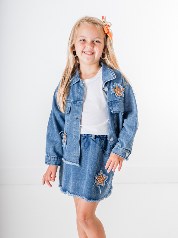 Denim Tri-Star Skirt Set