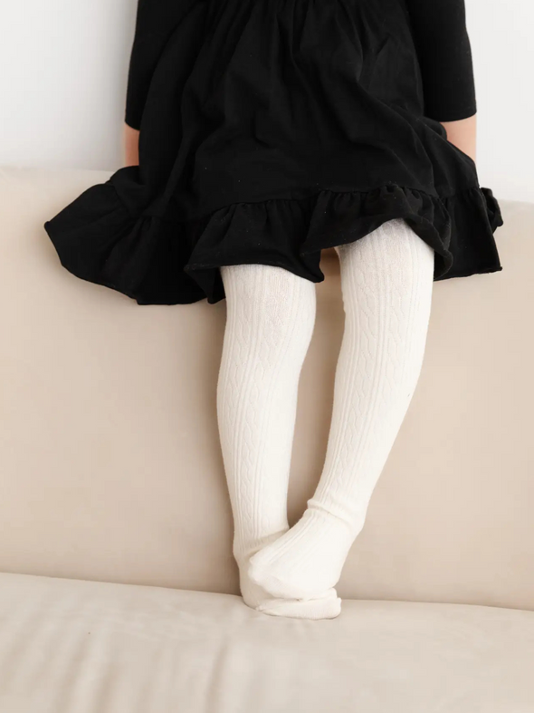 Ivory Ribbed Tights