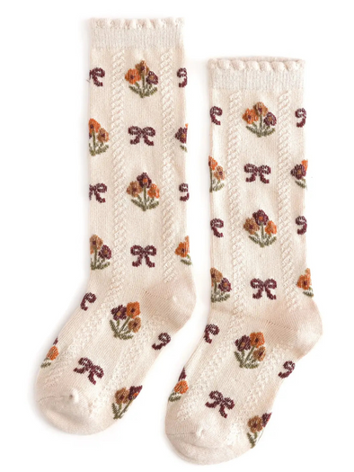 Vanilla Floral Knee High Socks