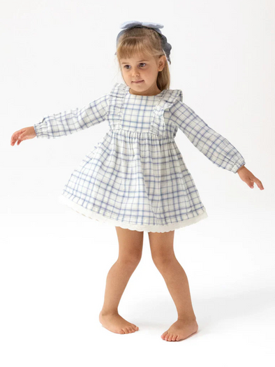 Blue Plaid Smocked Dress Bloomer Set