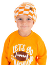 Orange & White Check Beanie