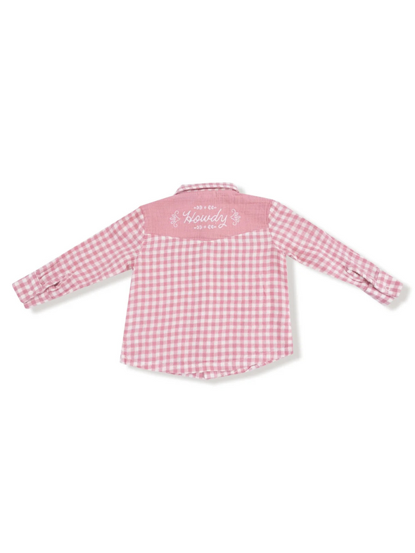 Howdy Pink Plaid Western Shirt