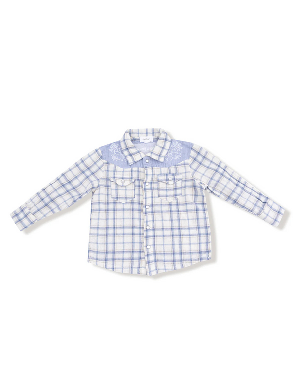 Howdy Blue Plaid Western Shirt