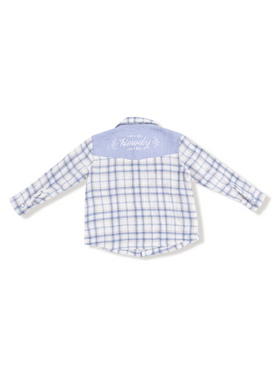 Howdy Blue Plaid Western Shirt