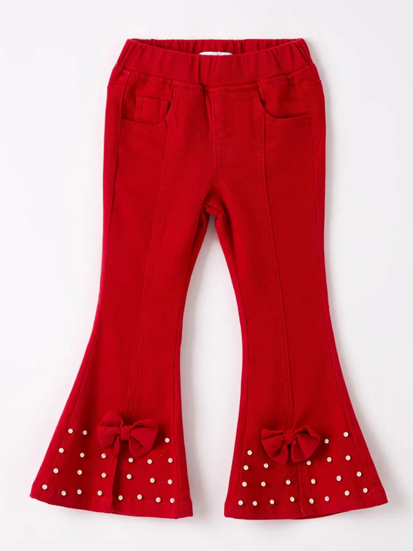 Red Pearl  Denim Pants