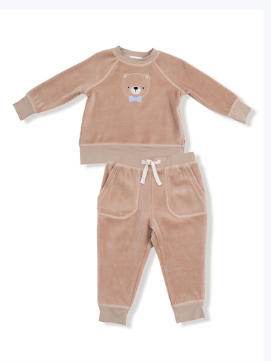 Velour Teddy Bear Jogger Set