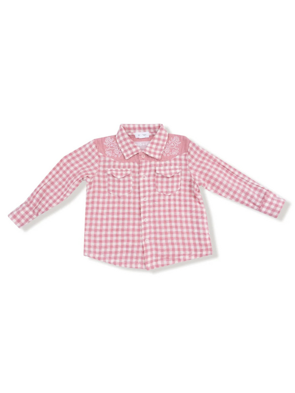 Howdy Pink Plaid Western Shirt