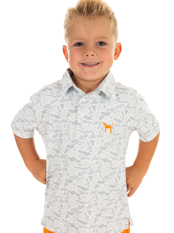Grey Camo Hound Dog Poly Polo