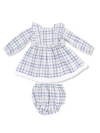 Blue Plaid Smocked Dress Bloomer Set