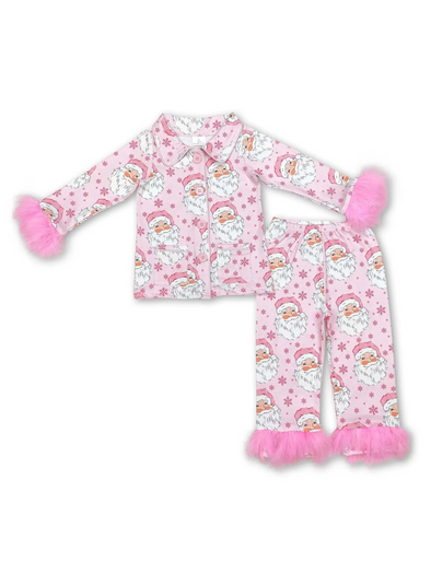 Pink Fur Santa Christmas Pajamas