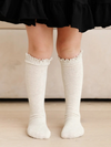 Heathered Ivory Lace Top Knee High