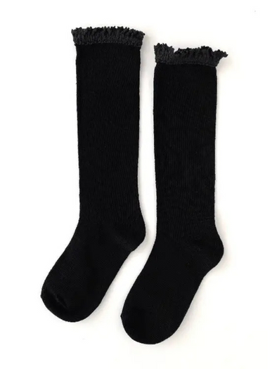 Little Stocking Co. Black Lace Top Knee Highs