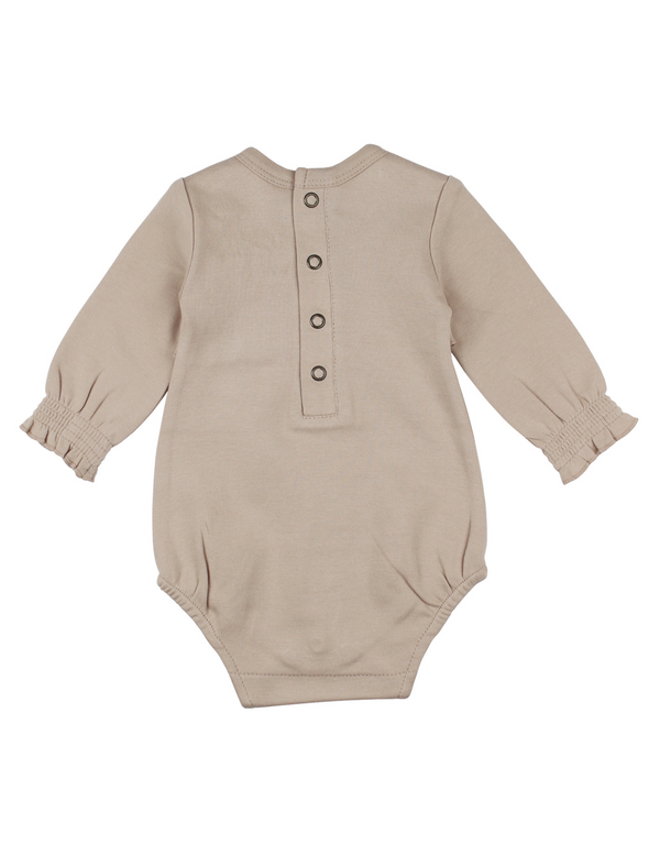 Organic Oatmeal Smocked Bodysuit