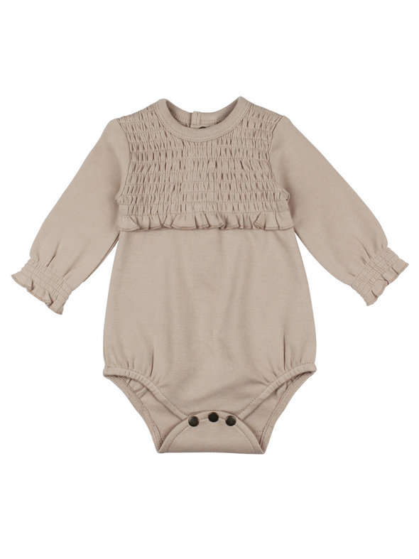 Organic Oatmeal Smocked Bodysuit