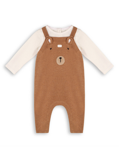 Bear Knit Overalls +Bodysuit Set