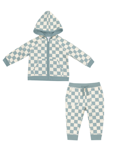 Gray Mist Checkerboard Hoodie + Jogger Set