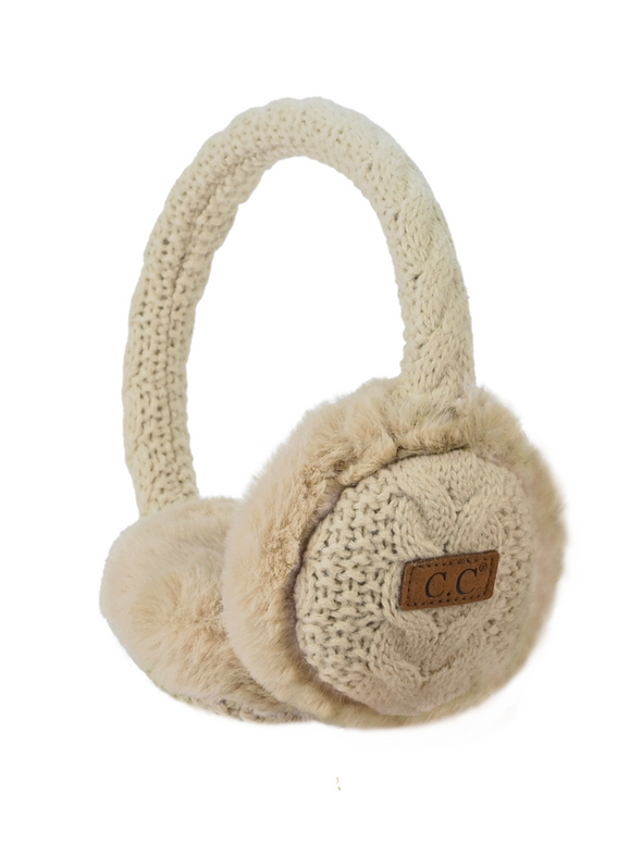 C.C. Cable Knit Fur Earmuffs