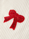 Red Sequin Bow Knit Sweater