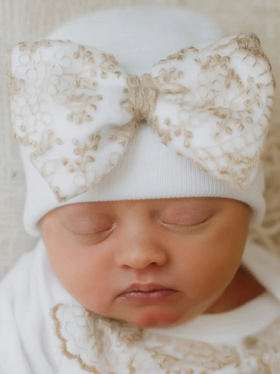 Gold Lace Newborn Hat