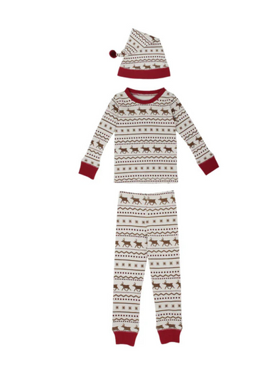 Fair Isle Rudolph Pajama & Hat Set