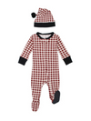 Crimson Plaid Zip Footie & Hat Set