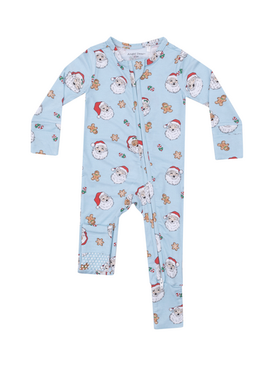 Vintage Santas Blue Zip Romper