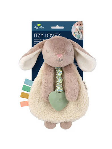 Itzy Lovey - Taupe Bunny Plush with Silicone Teether