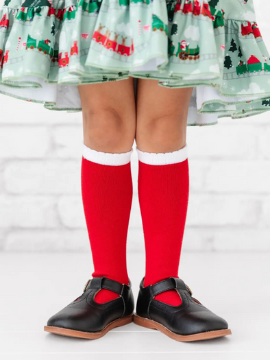 Santa Baby Scalloped Knee High Socks