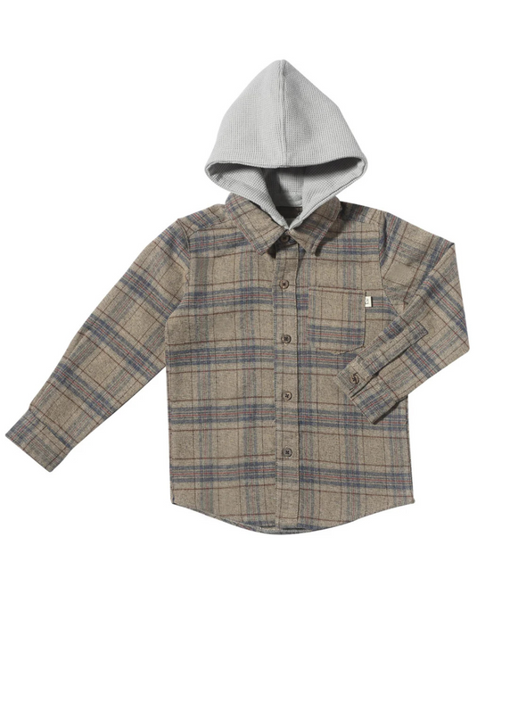 Beige Plaid Erin Hooded Shirt