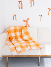 Orange And White Gingham Plush Blanket