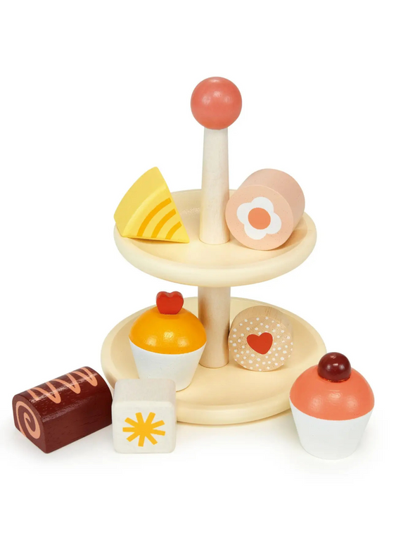 Wooden Cupcake Stand Toy Set