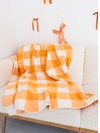 Orange And White Gingham Plush Blanket