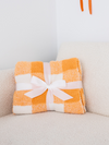 Orange And White Gingham Plush Blanket