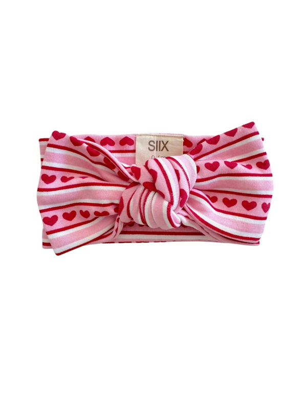 Valentine Stripe Organic Headband Bow