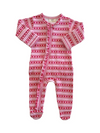 Valentine Stripe Organic Frill Zip Footie