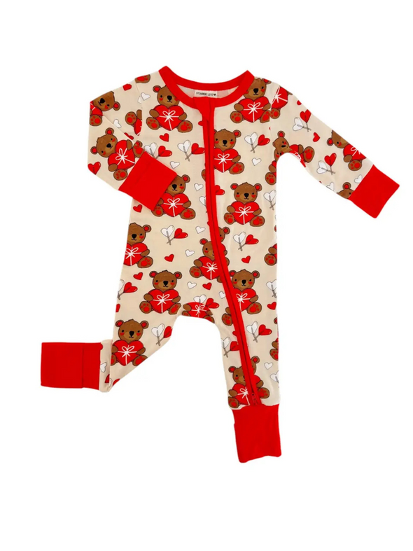 Valentine Bear Convertible Zip Romper