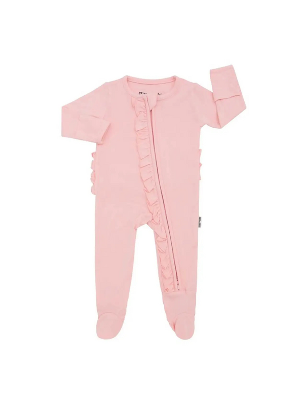 Ballerina Pink Ruffle Zip Footie