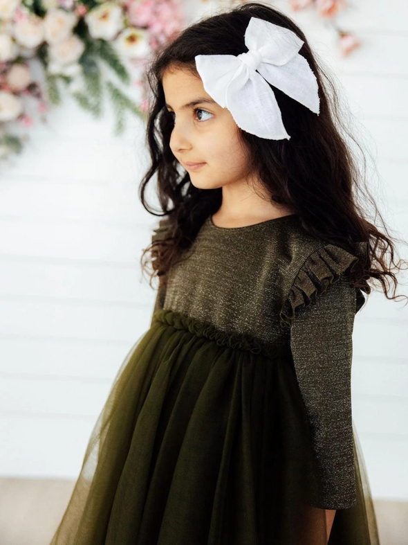Olive Shimmer Tutu Dress