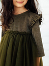 Olive Shimmer Tutu Dress