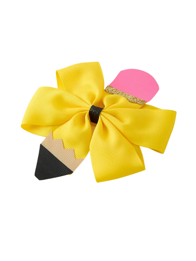 Back To School Pencil Clip Bow