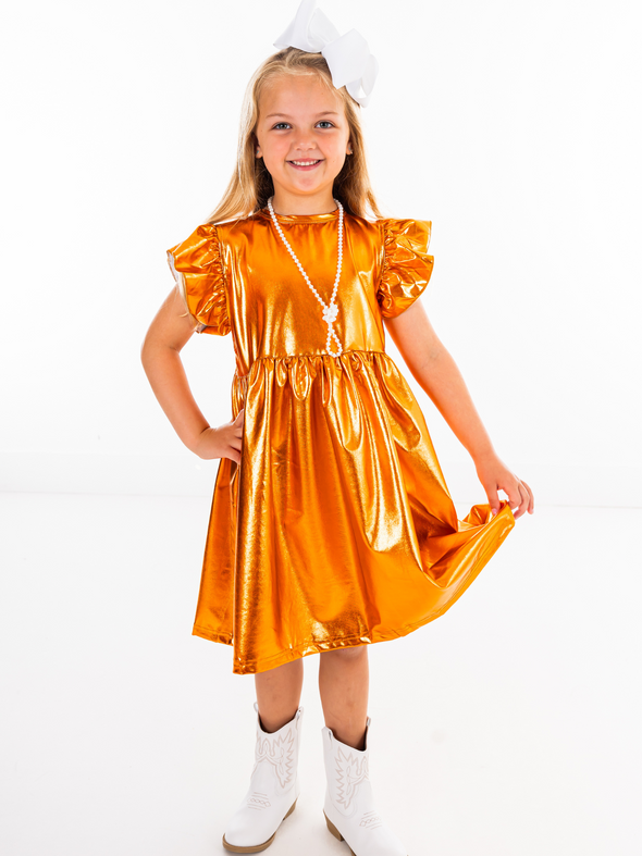 Orange Metallic Dress