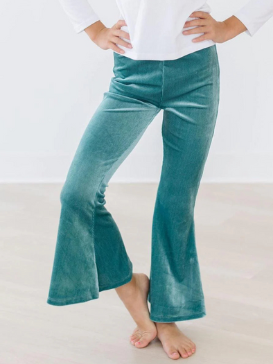Aquamarine Ribbed Velvet Bells