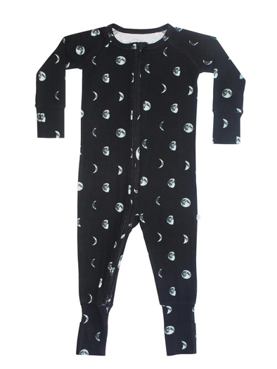 Moon Phases Ribbed Zip Romper