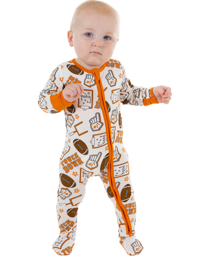 Orange Touchdown Bamboo Romper