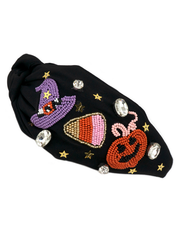 Black Halloween Beaded Headband