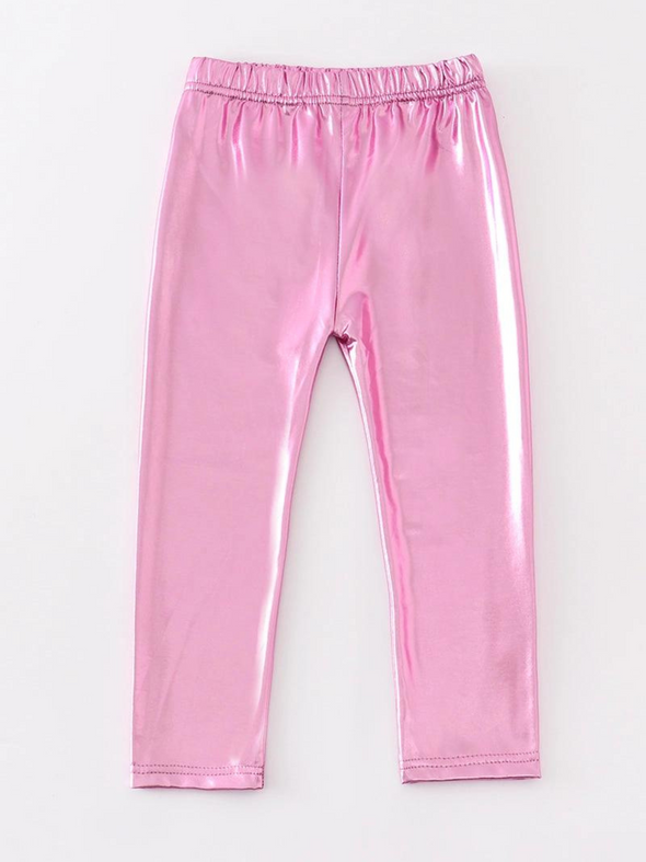 Peachy Pink Metallic Legging