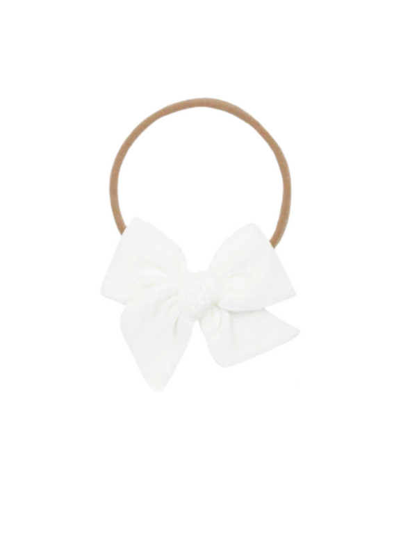 Lou Lou Velvet Ivory Bow Headband