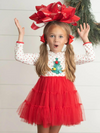 Christmas Tree Pom Pom Tulle Dress