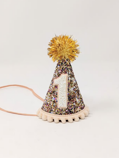 Confetti 1 Birthday Cone Headband