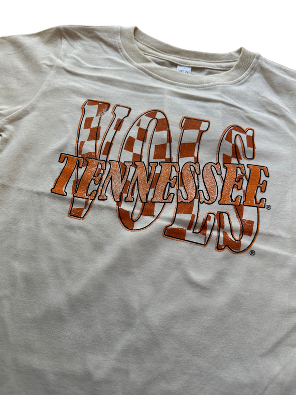 Vols Twisted Check Off White Tee